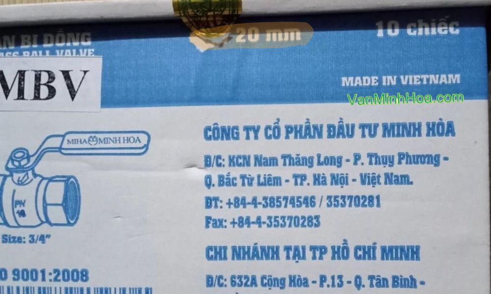 quy cách đóng gói van bi mbv tay gạt dn20