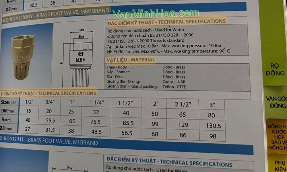 rọ mbv dn25 trong catalogue