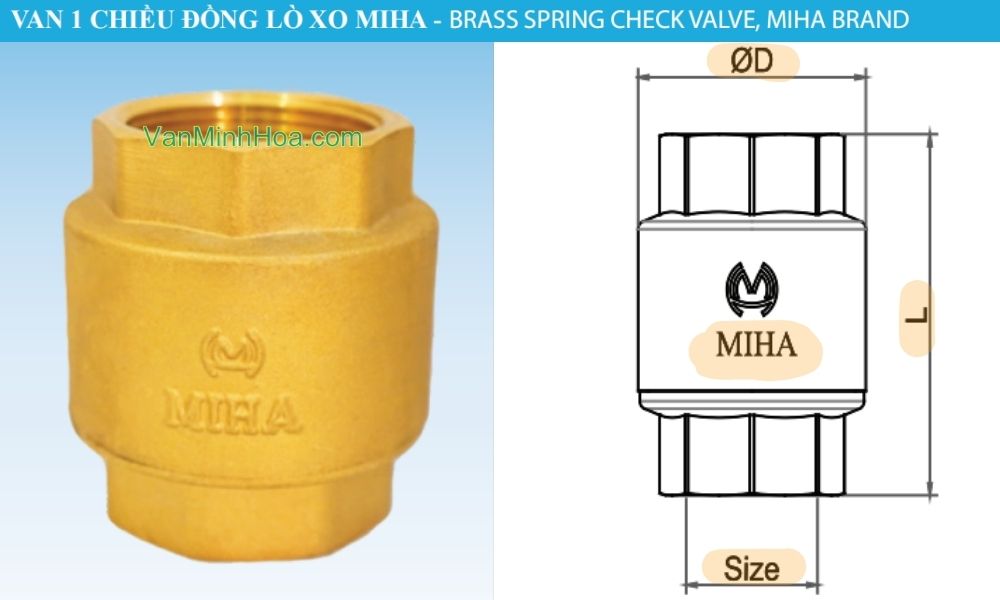 tên gọi trong catalogue của van 1 chiều lò xo miha dn65