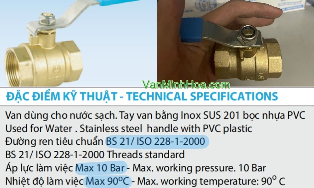 thông số kỹ thuật của van bi mbv tay gạt dn25