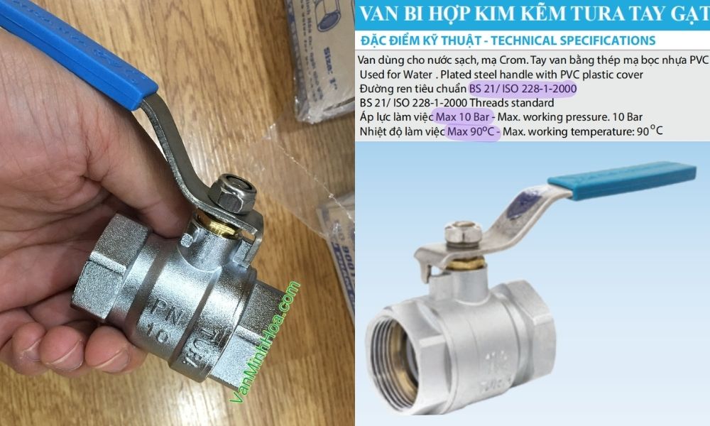 thông số kỹ thuật của van bi tura dn25