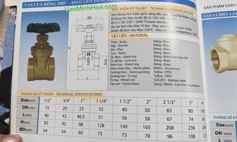 van cửa mbv dn65 trong catalogue