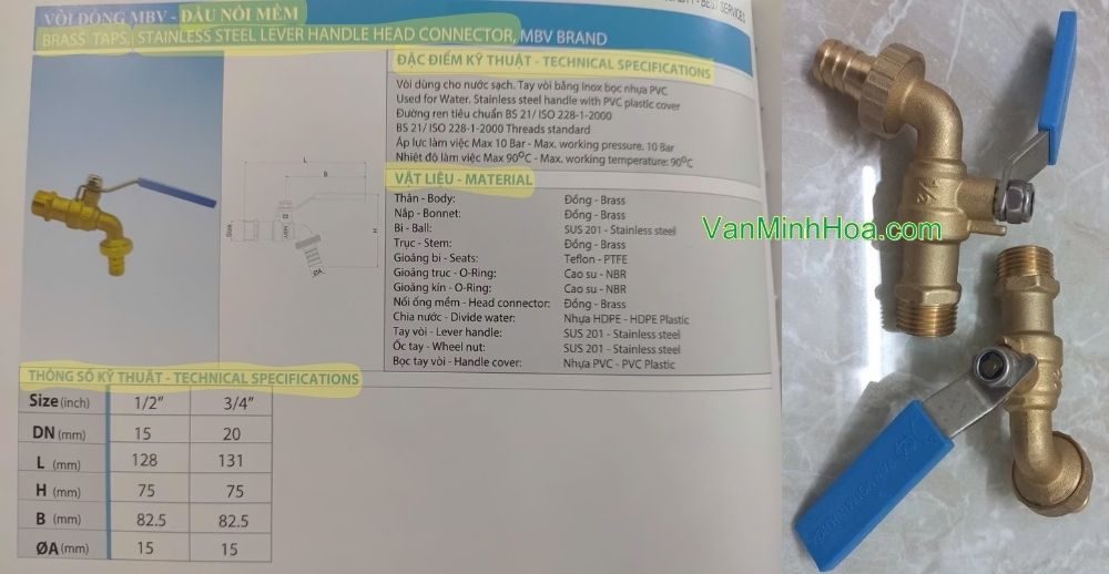 catalogue vòi vườn đồng tay inox mbv pn10 dn15