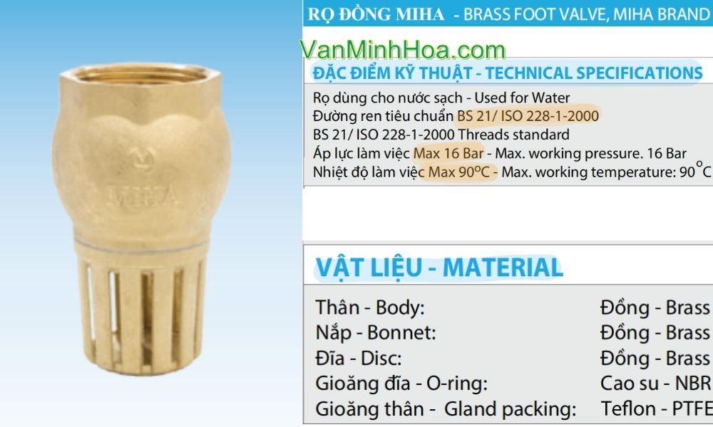 đặc điểm kỹ thuật của rọ miha dn40