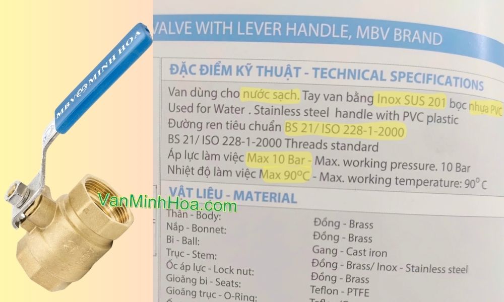 đặc điểm van bi mbv tay gạt dn32