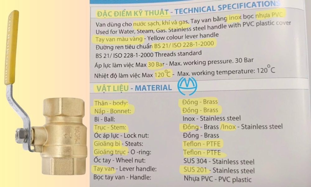 đặc điểm van bi miha pn30 dn50