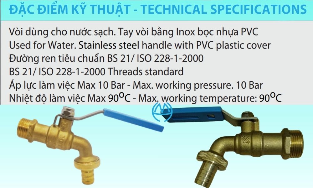 đặc điểm vòi vườn đồng tay inox mbv pn10 dn20