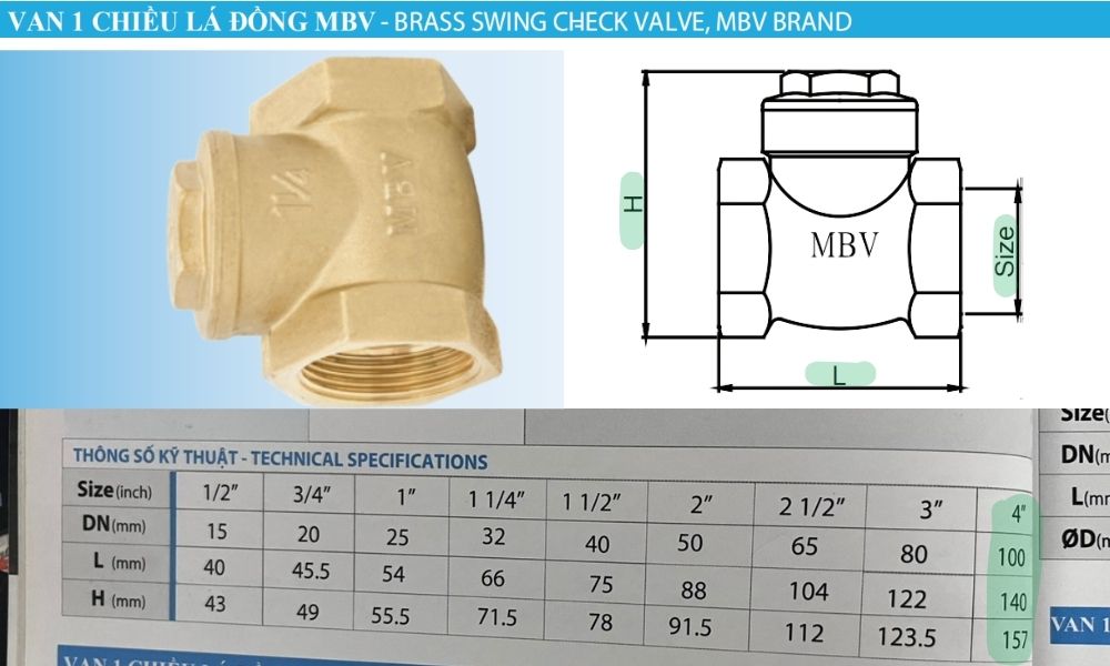 kích thước của van 1 chiều lá mbv dn100