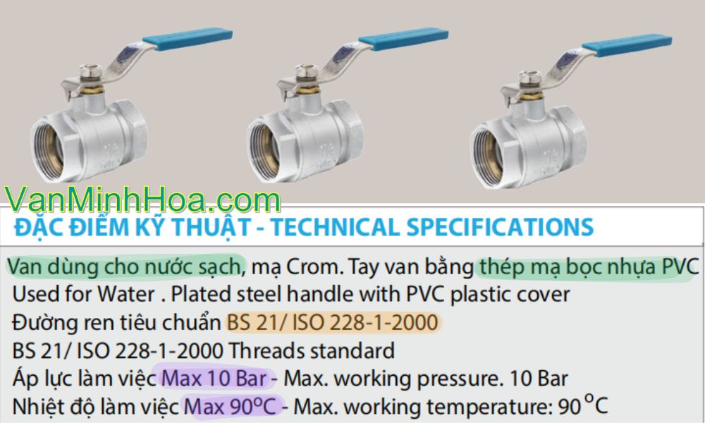 thông tin kỹ thuật của van bi tura dn20