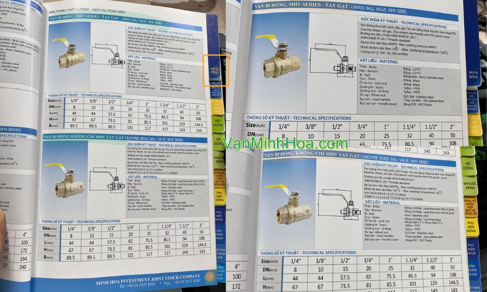 tra cứu van bi mhv dn20 trong catalogue
