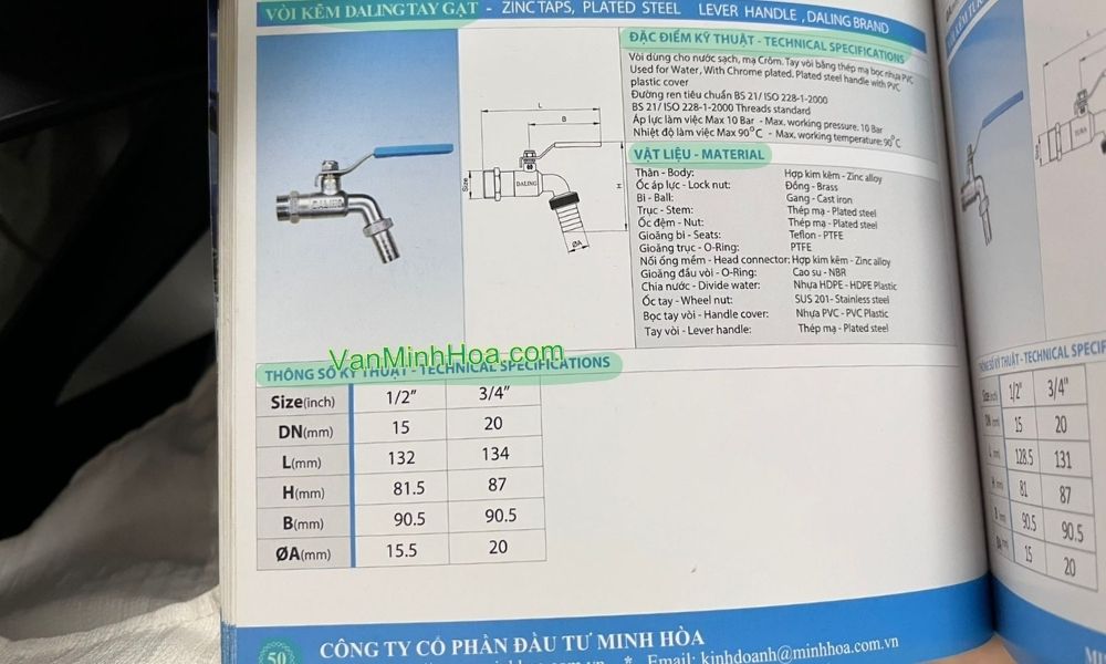 tra cứu vòi hợp kim daling dn15 trong catalogue