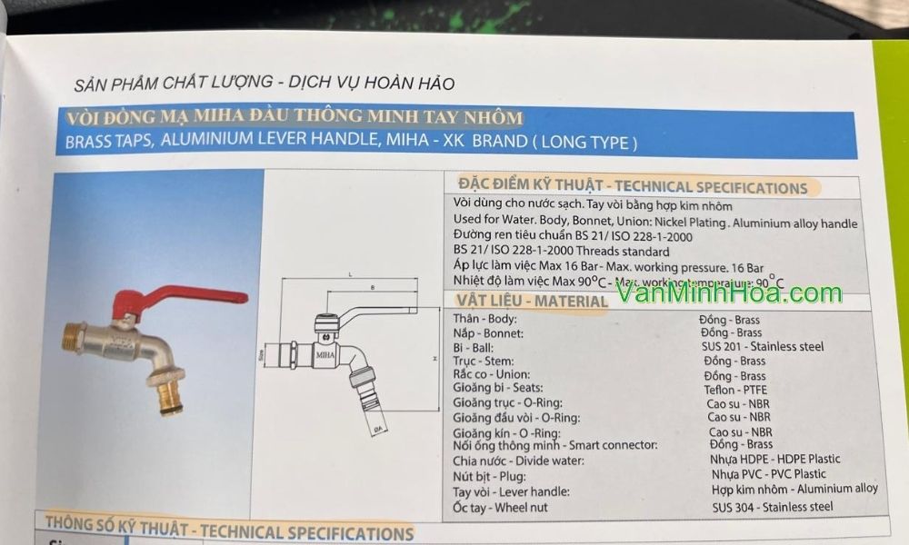 tra cứu vòi vườn đồng mạ miha pn16 dn20 trong catalogue