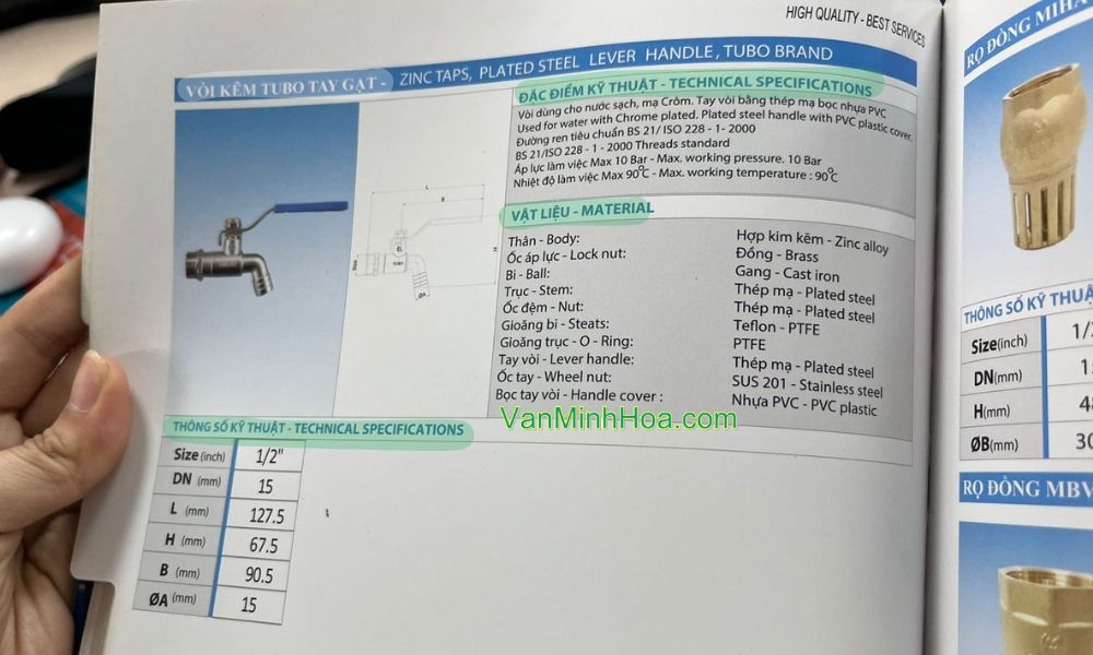 tra cứu vòi vườn hợp kim tubo pn10 dn15 trong catalogue