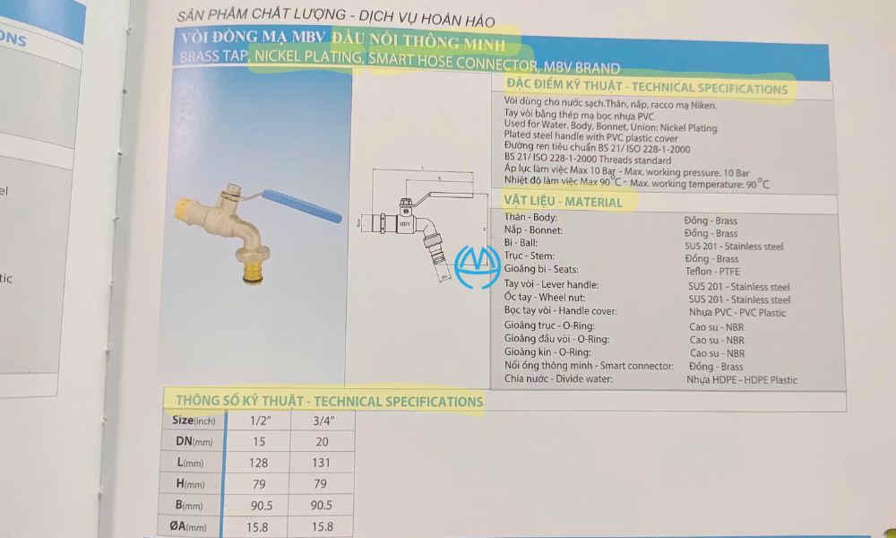 vòi vườn đồng mạ mbv pn10 dn20 catalogue
