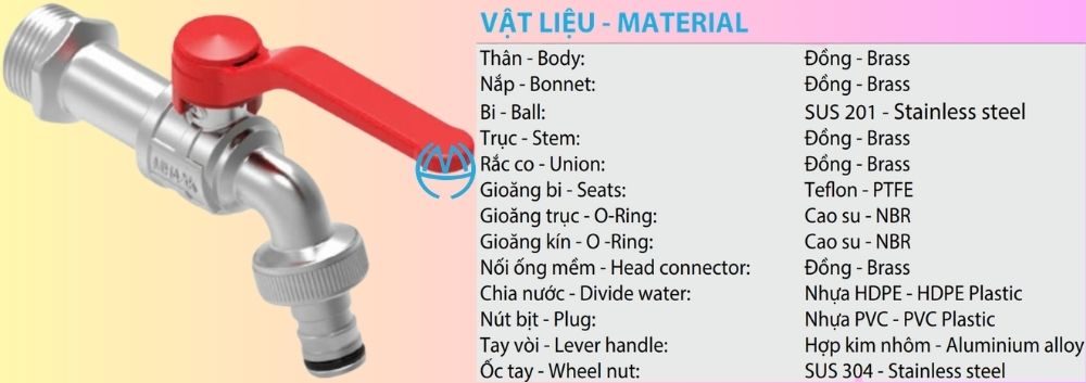 vòi vườn đồng mạ miha xk pn16 dn20 loại dài