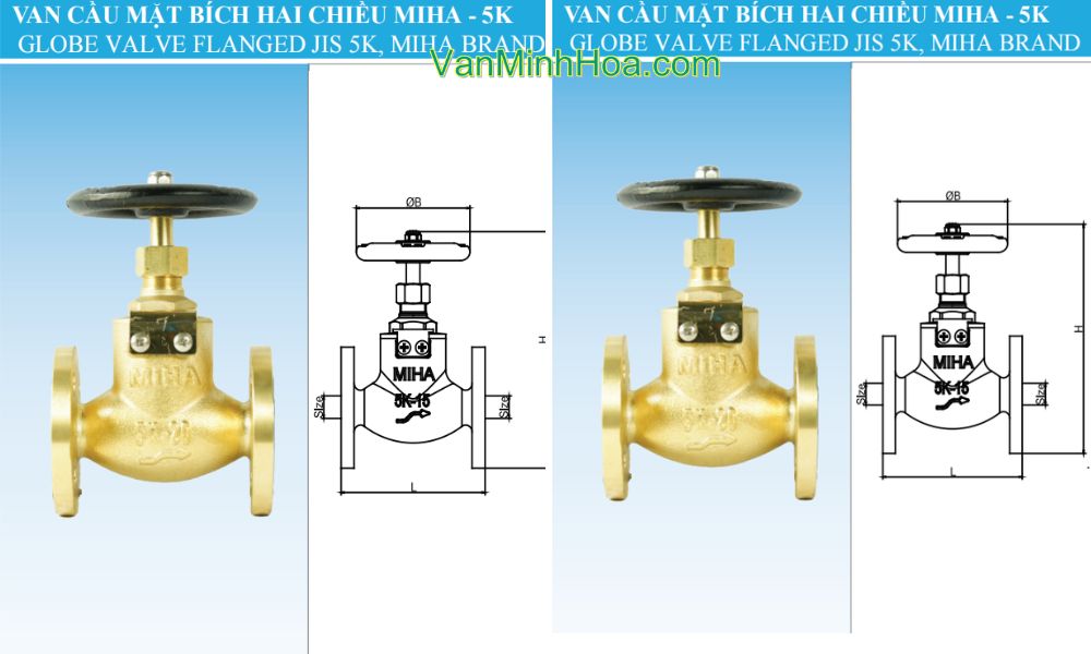cơ chế hoạt động của van cầu miha 5k 2 chiều dn40