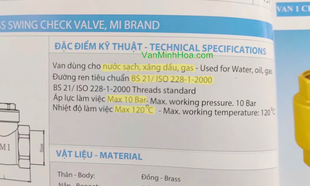 đặc điểm van 1 chiều lá mi dn20