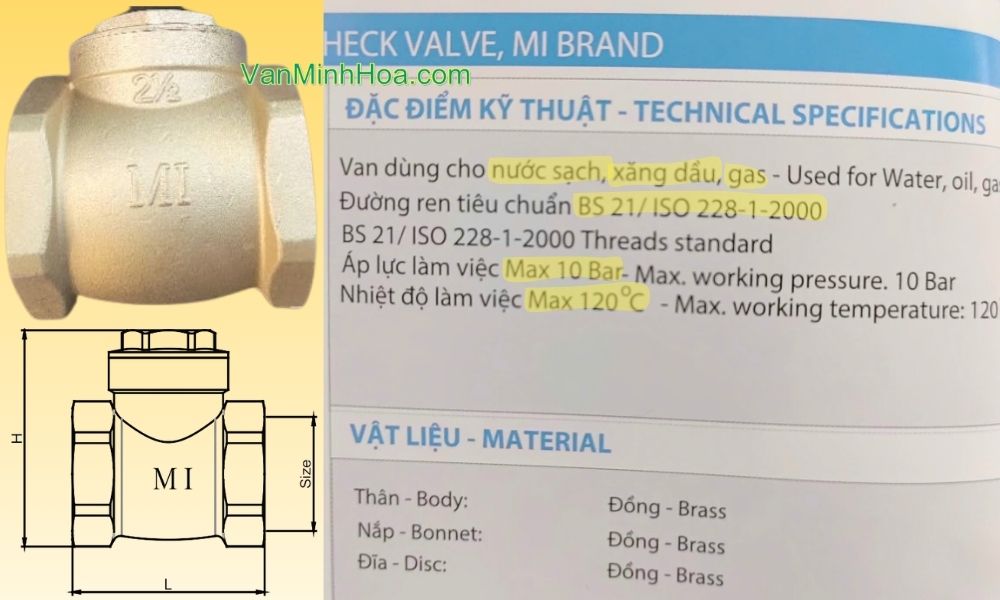đặc điểm van 1 chiều lá mi dn65