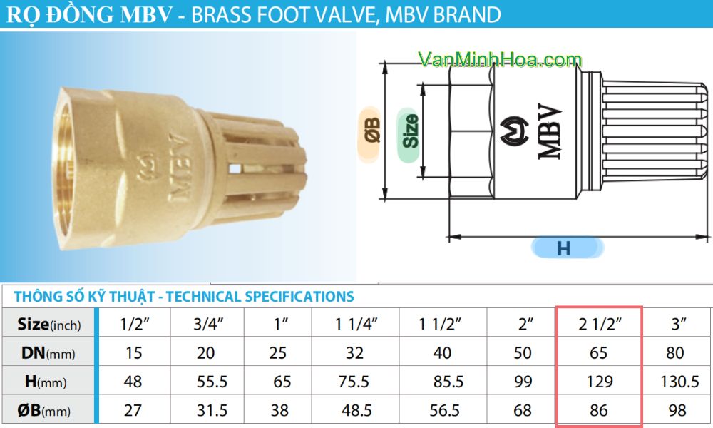hướng dẫn chọn kích thước rọ mbv dn65 phù hợp