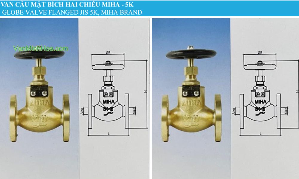 tên gọi phổ biến của van cầu miha 5k 2 chiều dn20